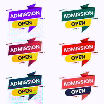 admission open banner tag abstract shape school college university coaching vector