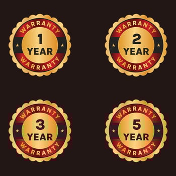 golden Warranty label set 1 year warranty to 5 years warranty badge set vector