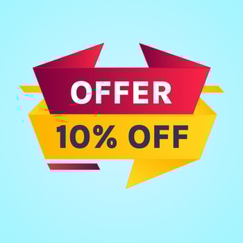 ten percent off offer banner design vector