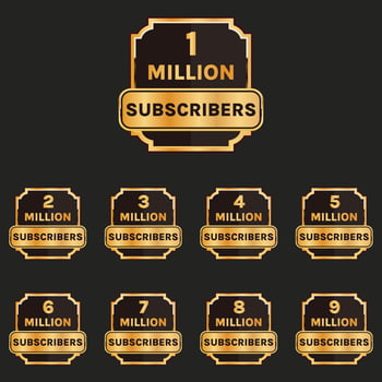 subscribers celebration banner vector, 1 million subscribers to 9 million subscribers badge label set vector