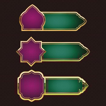golden Islamic lower third banner set vector