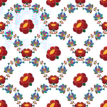 Floral Hungarian polish Moravian folk ethnic seamless pattern design. Aztec fabric carpet boho mandalas textile decor wallpaper. Tribal native motif flower traditional embroidery vector