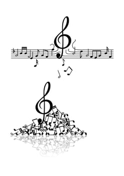 Musical background with spoiled notes vector
