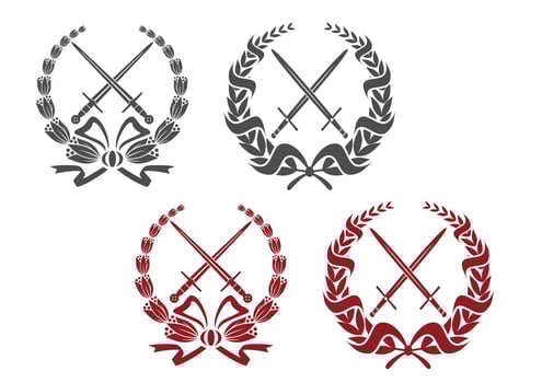 Laurel wreathes with weapon elements vector