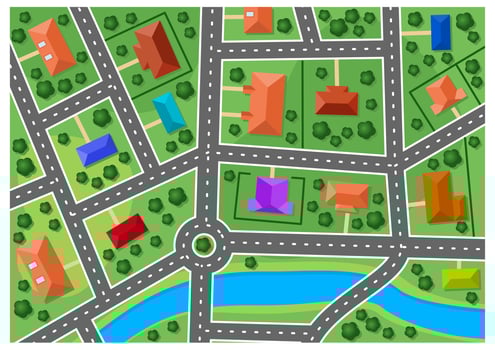 Map of little town or suburb village vector