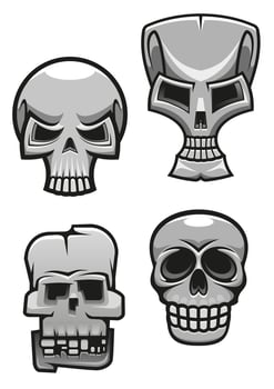 Set of monster skull mascots vector