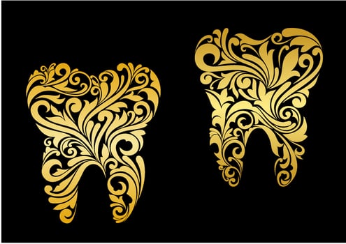 Golden tooth in floral style vector