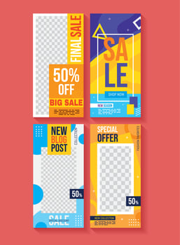 four social marketing templates vector