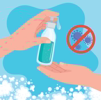 hands with antibacterial soap vector