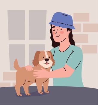 female owner and dog vector