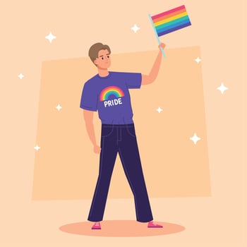 boy with lgtbi flag vector