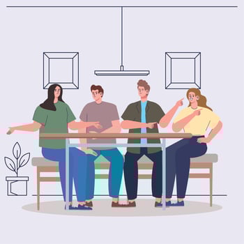 persons talking in table vector