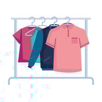 clothes hanging in rack vector
