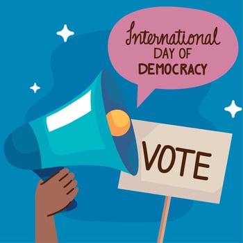 day of democracy lettering message vector