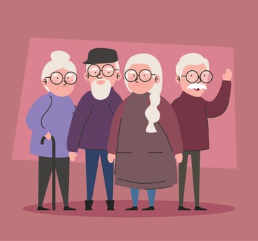 four grandparents group vector