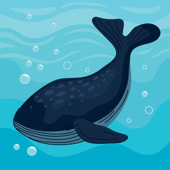 wild whale in water vector