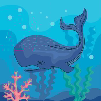 wild whale underwater vector