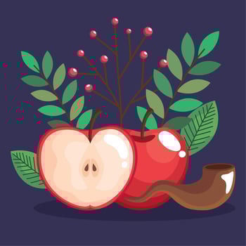 jewish apple and horn vector