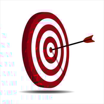 Vector illustration of an arrow hit the target. Applied as archery sports or business marketing goal