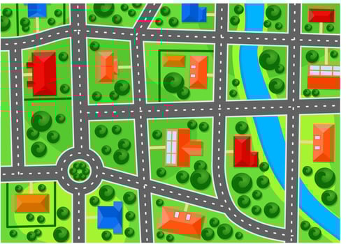 Map of suburb town vector