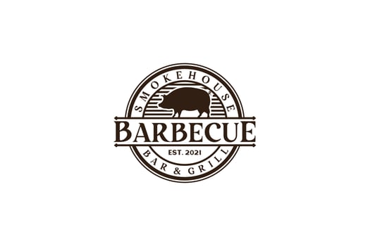 Vintage Retro Rustic BBQ Grill, Barbecue, Barbeque Label Stamp Logo design vector