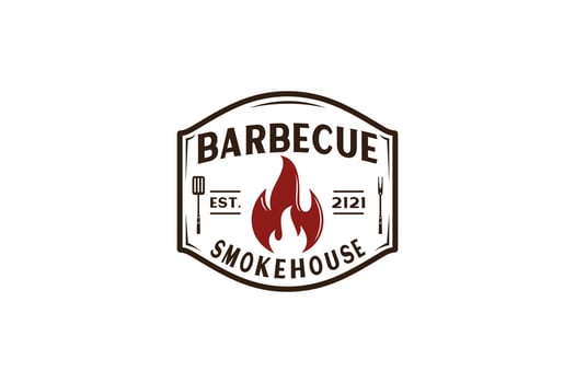 Vintage Retro Rustic BBQ Grill, Barbecue, Barbeque Label Stamp Logo design vector
