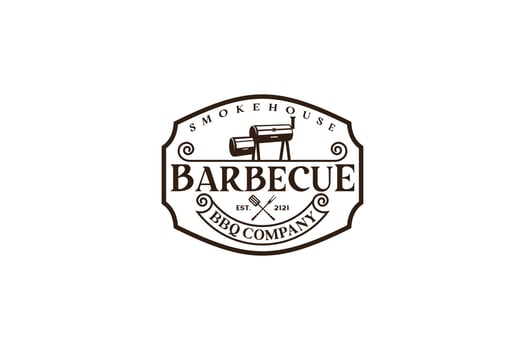 Vintage Retro Rustic BBQ Grill, Barbecue, Barbeque Label Stamp Logo design vector