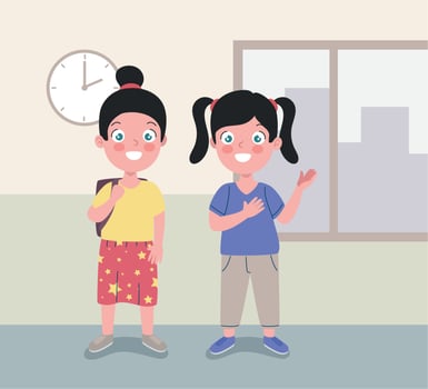 group of students kids vector