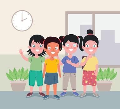 group of students kids vector