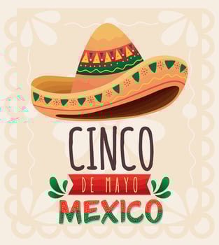 mexican celebration lettering postcard vector