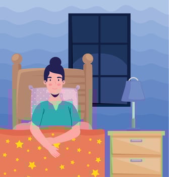 woman in bedroom vector