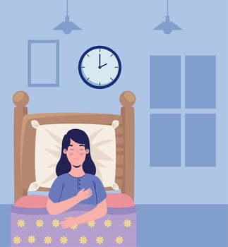 woman sleeping in bedroom scene vector