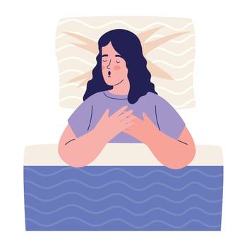 woman sleeping with lilac pijama vector