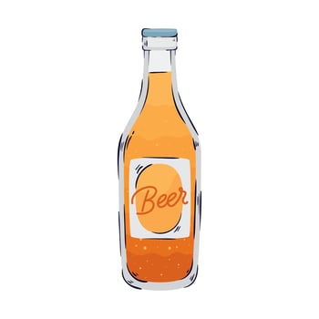 golden beer in bottle vector
