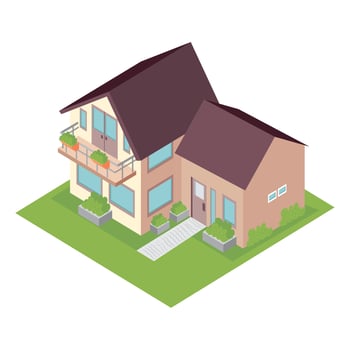 beige house isometric construction vector