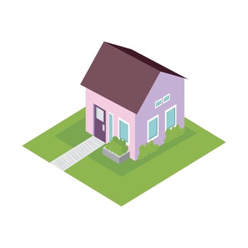 house lilac isometric construction vector