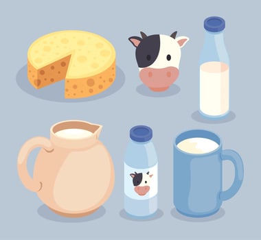 dairy six products vector