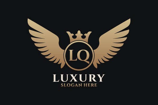 Luxury royal wing Letter LQ crest Gold color Logo vector, Victory logo, crest logo, wing logo, vector logo template.