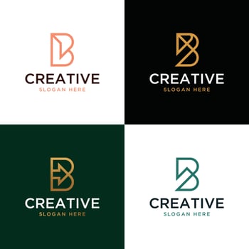 Vector graphic set of initial B logo design template