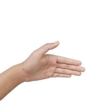 Close up Asian female hand show Number Five finger, palm hand in front, sign arm and hand isolated on a white background copy space symbol png
