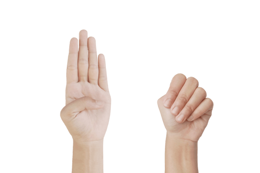 Close up Asian female15-20 age hand show Number four finger, sign arm and hand isolated on a white background copy space symbol language png
