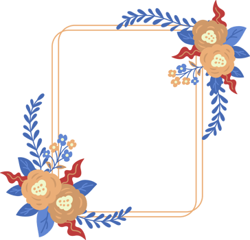 Squares decorated with floral frames illustration on transparent background png