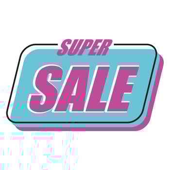 Super sale writing in blue and pink vector