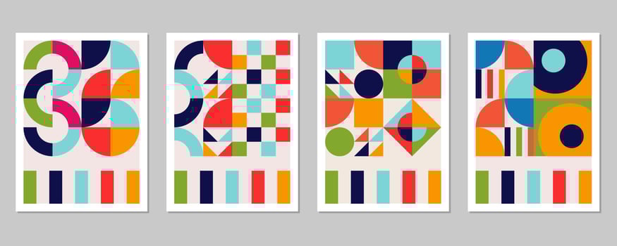 Abstract Bauhaus geometric pattern background vector circle