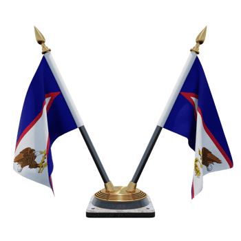 American Samoa 3d illustration Double V Desk Flag Stand png