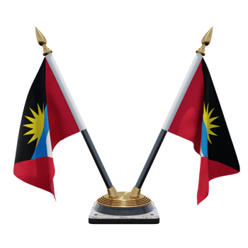 Antigua and Barbuda 3d illustration Double V Desk Flag Stand png