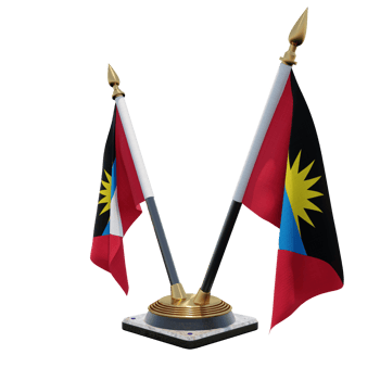 Antigua and Barbuda 3d illustration Double V Desk Flag Stand png