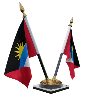 Antigua and Barbuda 3d illustration Double V Desk Flag Stand png