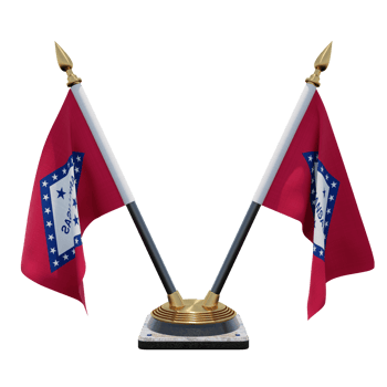 Arkansas 3d illustration Double V Desk Flag Stand png