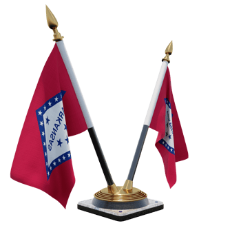 Arkansas 3d illustration Double V Desk Flag Stand png